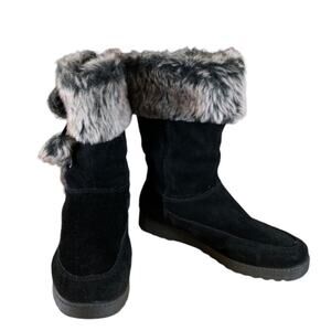 Forrest Black‎ leather winter  boots  uppers faux fur trim and lining size  7.5